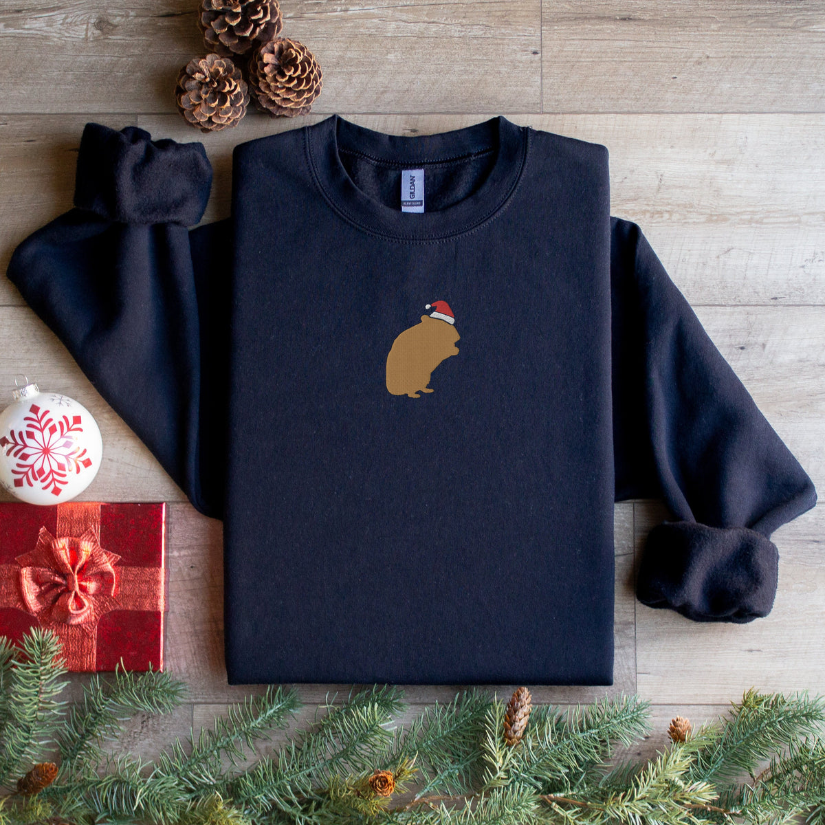 Embroidered Hamster Santa Christmas Sweatshirt Festive Holiday Sweater Unisex Winter Apparel Sweatshirt – Premium Graphic · Perfect For Daily Wear