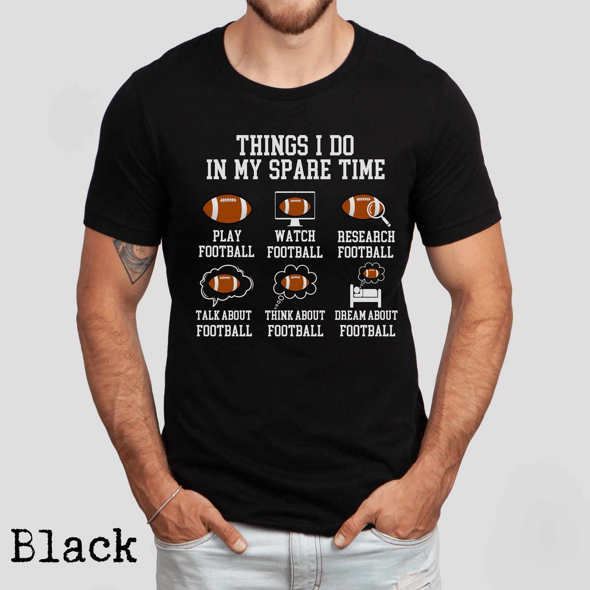 Things I Do In My Spare Time Football Shirt Football Gift Football Player Tailgate Outfit Football Lover Shirt Sports Shirt Football Fan Graphic Tee – Bold Style · Great Gift For Fans