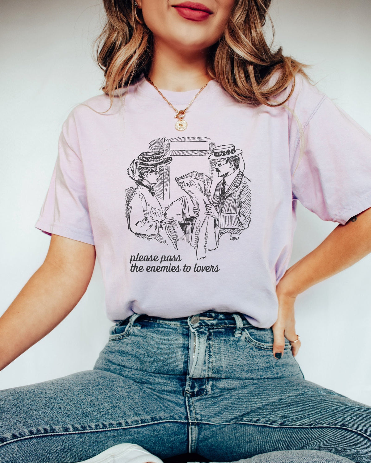 Romance Reader Tee Shirt for Historical Fiction Bookworm Please Pass the Enemies To Lovers Silly Romance Tropes Shirt Bookish Gift Idea Graphic Tee – Cozy Vibes · High-Quality Print