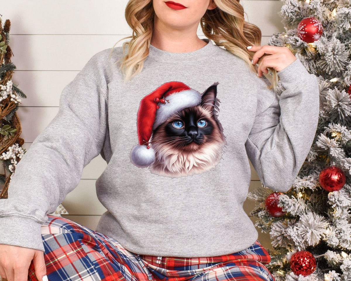 Xmas Sweatshirt Balinese Cat Christmas Sweater Xmas Jumper Day Santa Hat For Men Women Kids Stocking Filler Sweatshirt – Fan Favorite · Great Gift For Fans