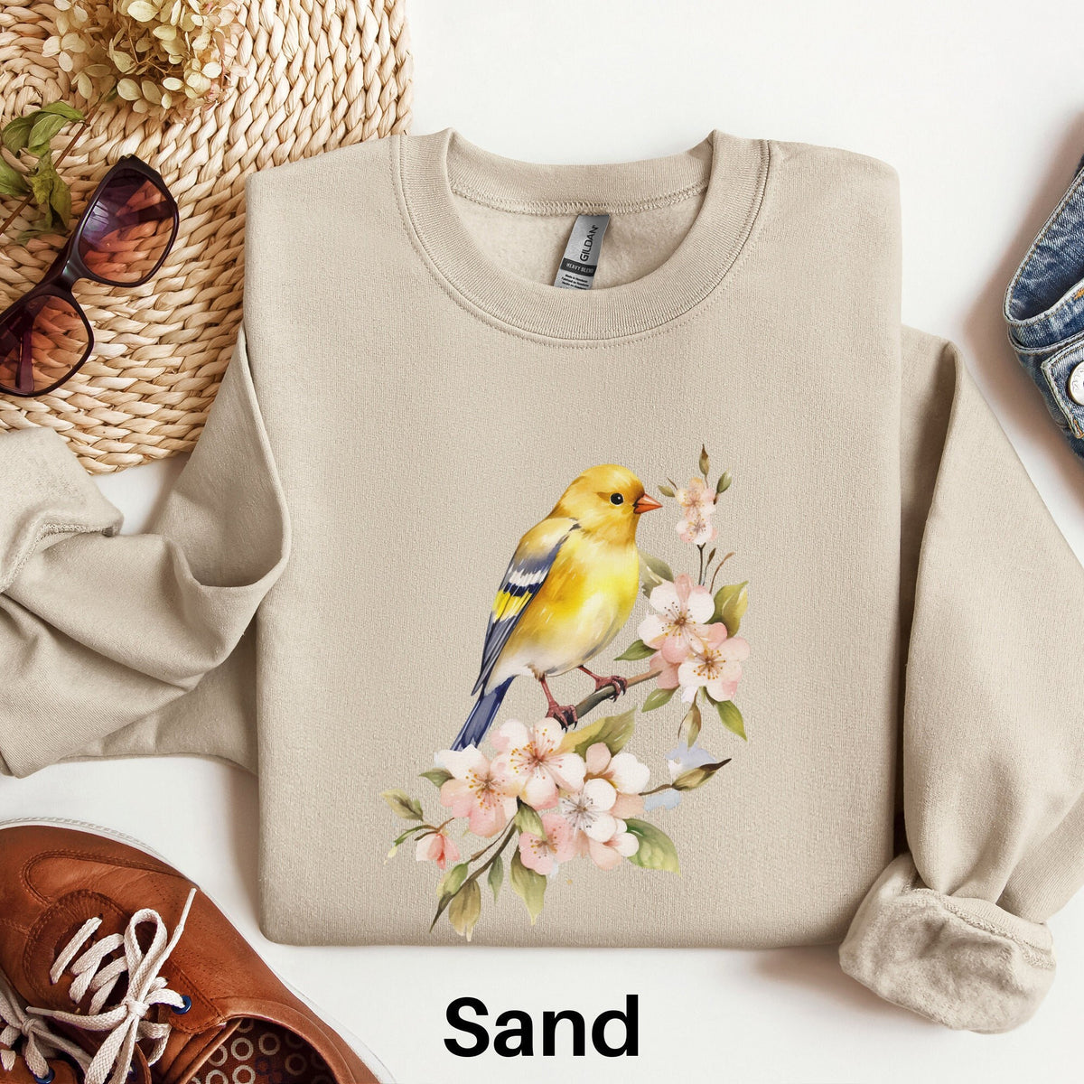Goldfinch Sweatshirt Bird Lover Gift Yellow Bird Shirt Yellow Finch Shirt Bird Sweatshirt Bird Watching Gift Birdwatcher Sweater Sweatshirt – Cozy Vibes · High-Quality Print