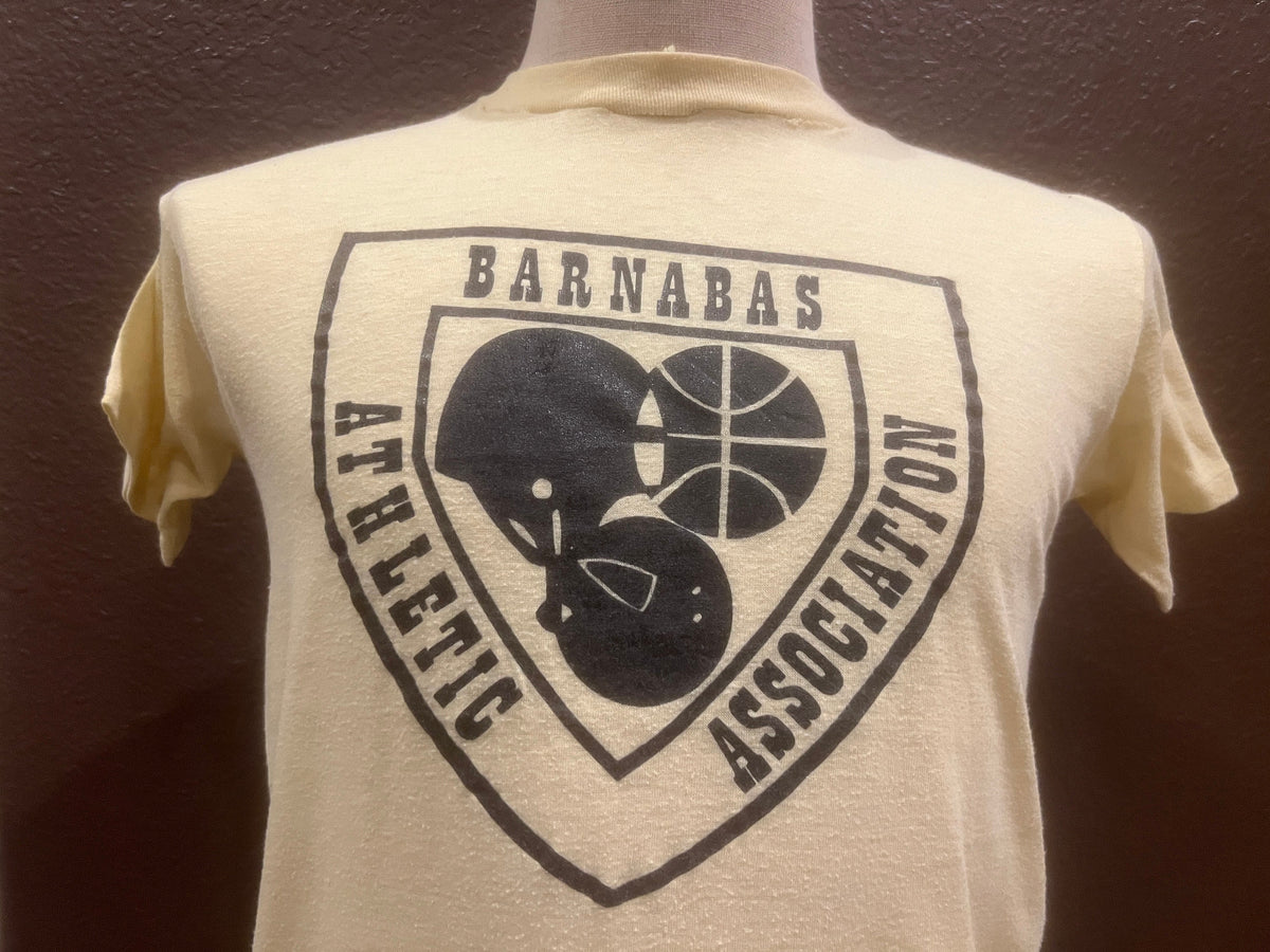 Vintage 8039s Barnabas Athletic Association Yellow T Shirt Size M Graphic Tee – Aesthetic Look · Must-Have Style
