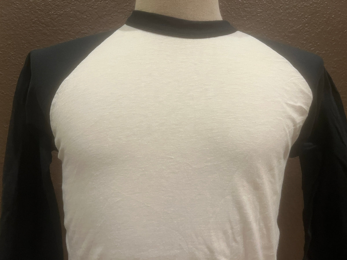 Vintage 8039s Blank White Black Raglan Sleeve T Shirt Size S Graphic Tee – Premium Graphic · High-Quality Print