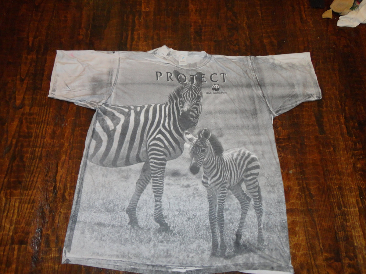 Vintage 9039s World Wildlife Fund All Over Print Protect Zebras Single Stitch Tee WWF T Shirt 3XL Graphic Tee – Soft Feel · Top Pick For Any Outfit