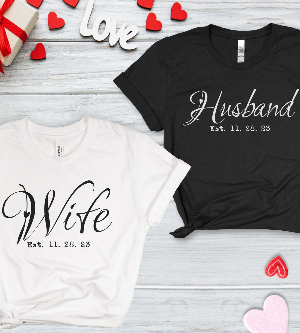 Wifey and Hubby Shirt Wedding Party Shirt Honeymoon tee Wedding Shirt Wife and Hubs Shirts Just Married Shirts Matching Couples tee Graphic Tee – Cozy Vibes · Trending Graphic Apparel
