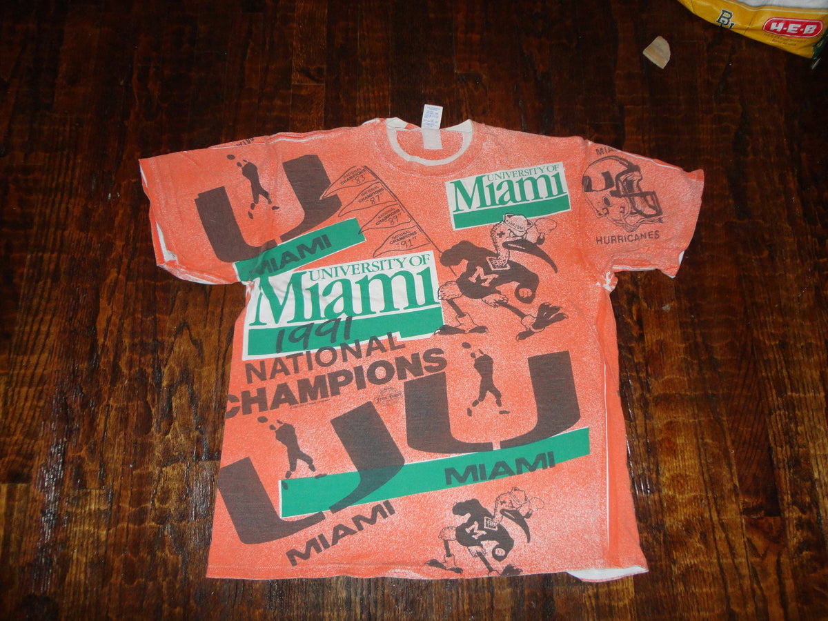 Vintage Miami Hurricanes 1991 Champions Single Stitch T Shirt All Over Print 9039s Graphic Tee – Everyday Comfort · High-Quality Print