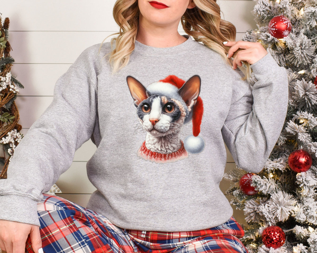 Xmas Sweatshirt Cornish Rex Cat Christmas Sweater Xmas Jumper Day Santa Hat For Men Women Kids Stocking Filler Sweatshirt – Everyday Comfort · Top Pick For Any Outfit