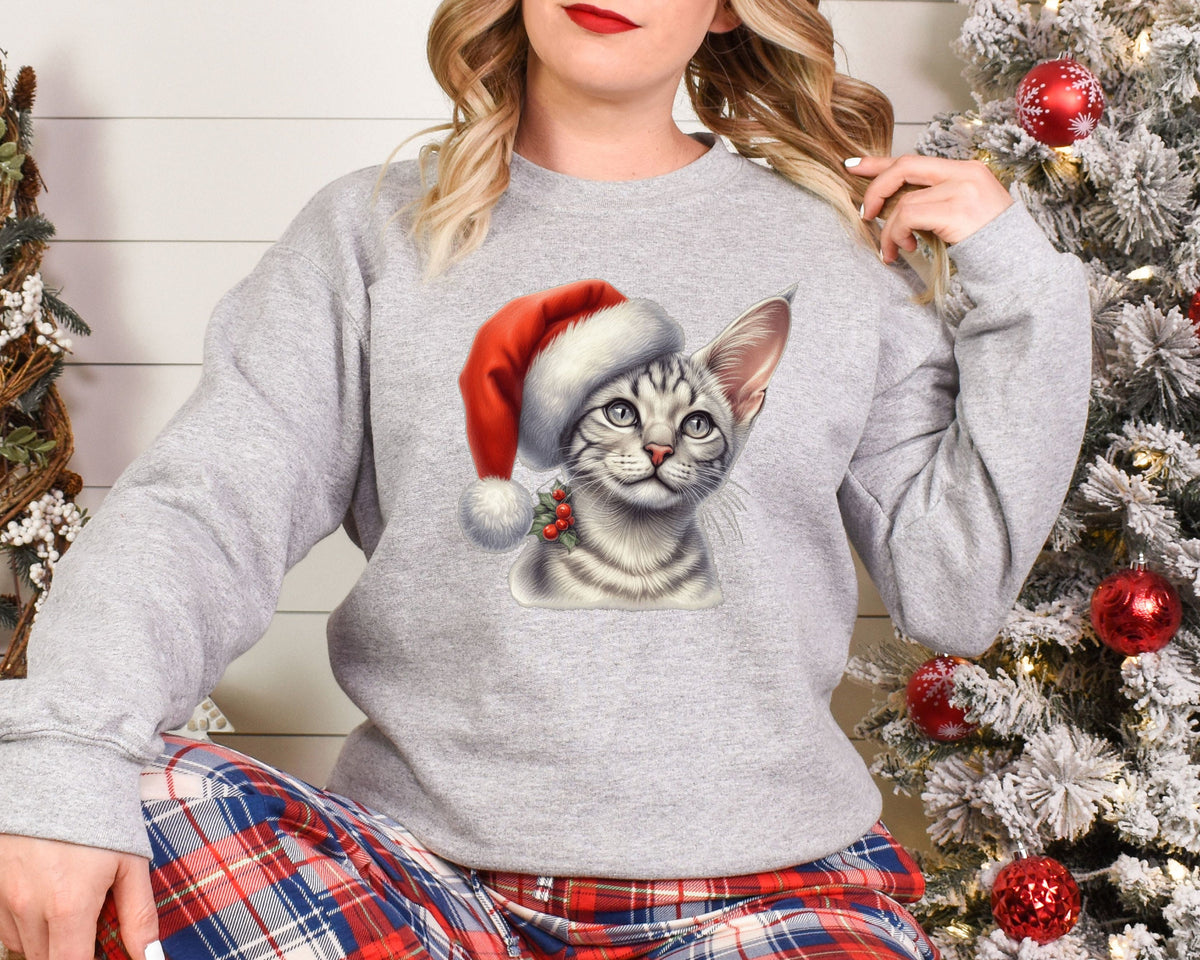Xmas Sweatshirt Devon Rex Cat Christmas Sweater Xmas Jumper Day Santa Hat For Men Women Kids Stocking Filler Sweatshirt – Easygoing Wear · High-Quality Print