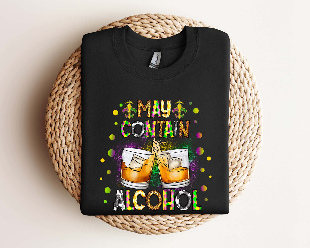 May Contain Alcohol SweatshirtNola ShirtFat Tuesday ShirtFlower de luce ShirtLouisiana ShirtSaints New Orleans Shirt Sweatshirt – Cozy Vibes · Great Gift For Fans