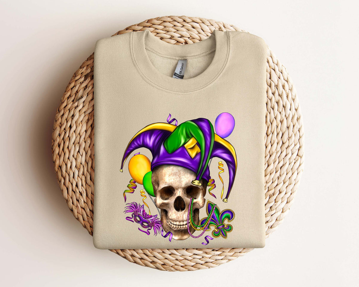 Mardi Gras Skeleton Sweatshirt Nola ShirtFat Tuesday ShirtFlower de luce teeSaints New Orleans ShirtMardi Gras CarnivalMardi Gras Sweatshirt – Bold Style · Perfect For Daily Wear