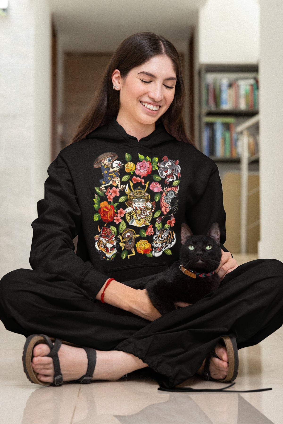 Japanese Rose Hoodie Japan Cat Sweatshirt Tattoo Ninja Sweater Kawaii Graphic Tee Asian Tiger Shirt Samurai Streetwear Harajuku Hoodie – Cozy Vibes · Perfect For Daily Wear