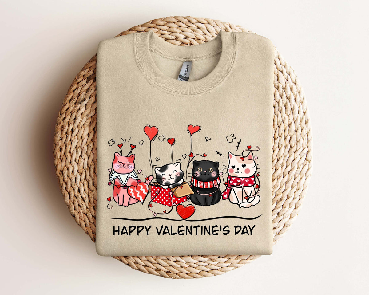 Cute Cat Valentine Sweatshirt Cat Lover Valentine Sweater Valentines Day Gift for Her Funny Valentine Day Shirt Valentine39s Day Gift Sweatshirt – Easygoing Wear · Great Gift For Fans
