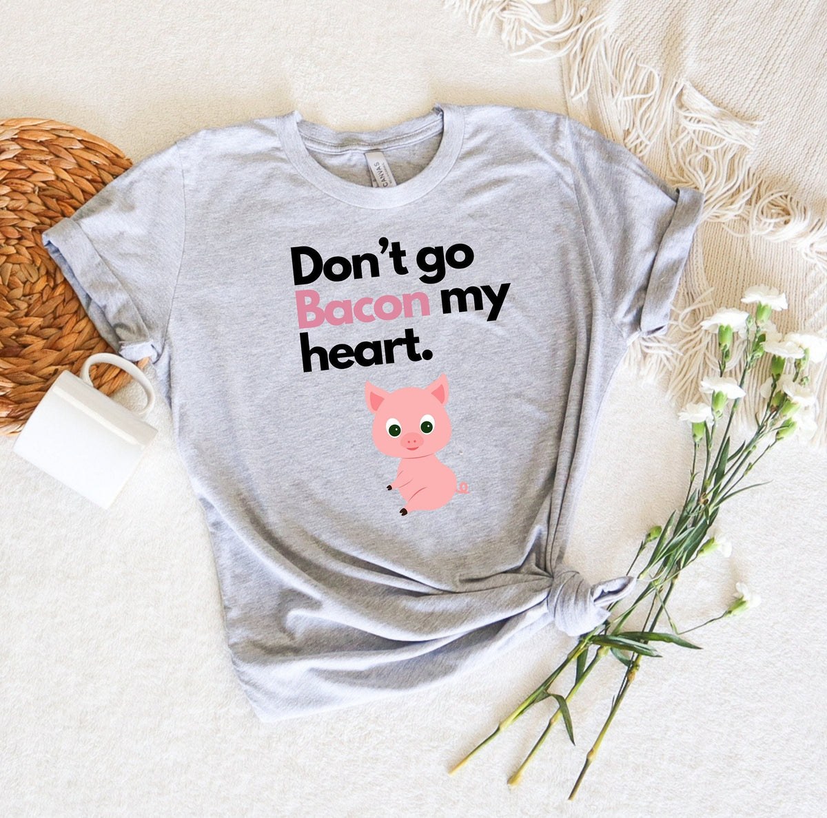 Don39t Go Bacon My Heart Shirt Valentines Day Shirt Funny Animal Shirt Valentines Party Tee Bacon Shirt Bacon Heart TeeFunny Couple Tee Graphic Tee – Easygoing Wear · Trending Graphic Apparel