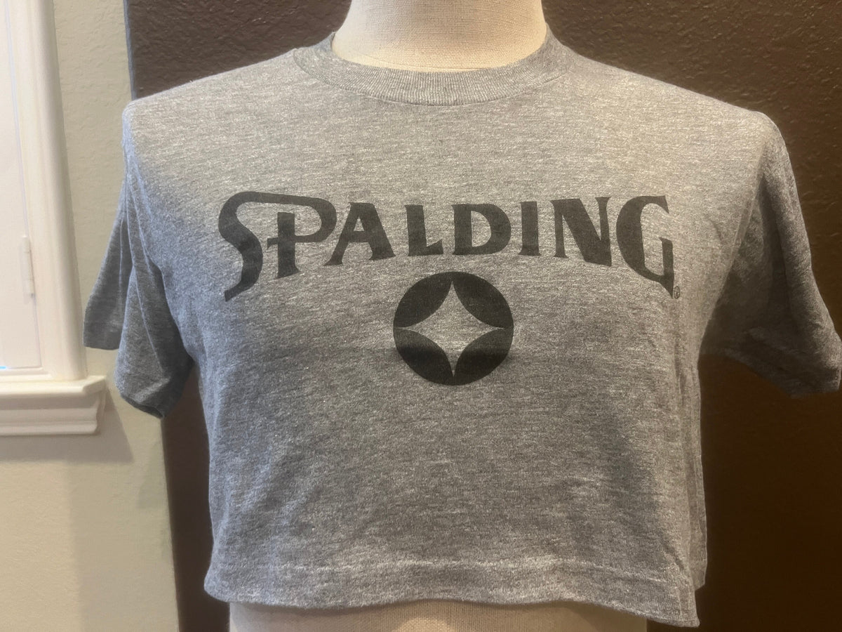 Vintage 8039s Spalding Grey Cropped T Shirt Size L Graphic Tee – Cozy Vibes · High-Quality Print
