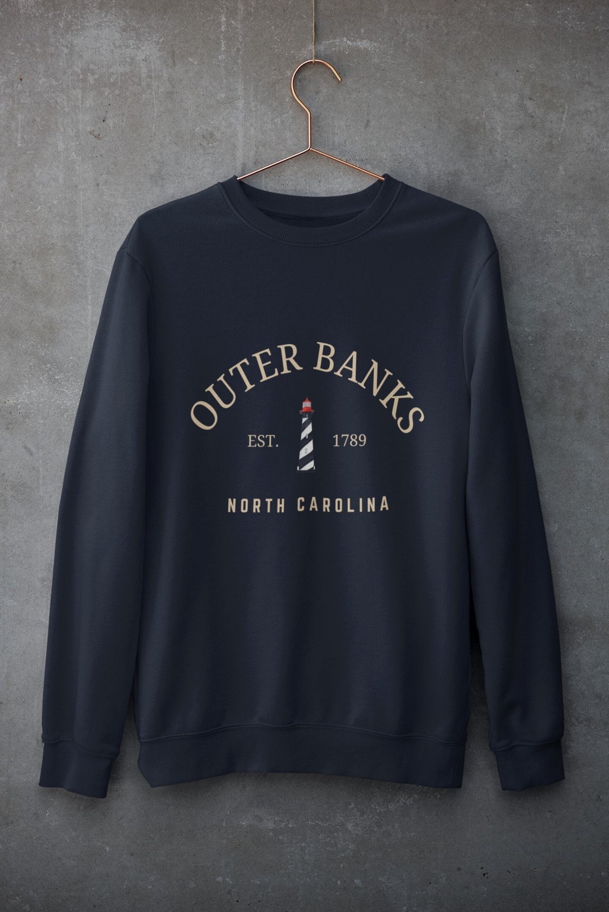 Unisex Outer Banks North Carolina Lighthouse Sweatshirt Gifts Beach Crewneck Sweatshirt – Premium Graphic · Perfect For Daily Wear
