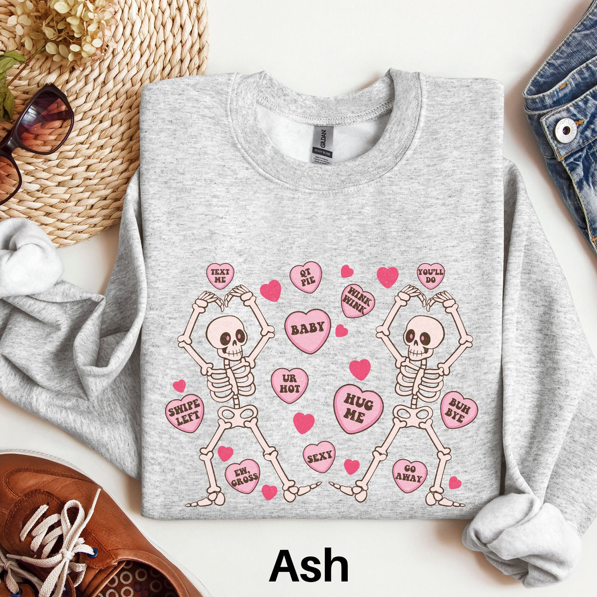 Dancing Skeletons Valentine Sweatshirt Skeleton Dance Sweater Funny Valentines Day Shirt Skeleton Heart Tee Retro Valentine39s Day Shirt Sweatshirt – Soft Feel · Trending Graphic Apparel