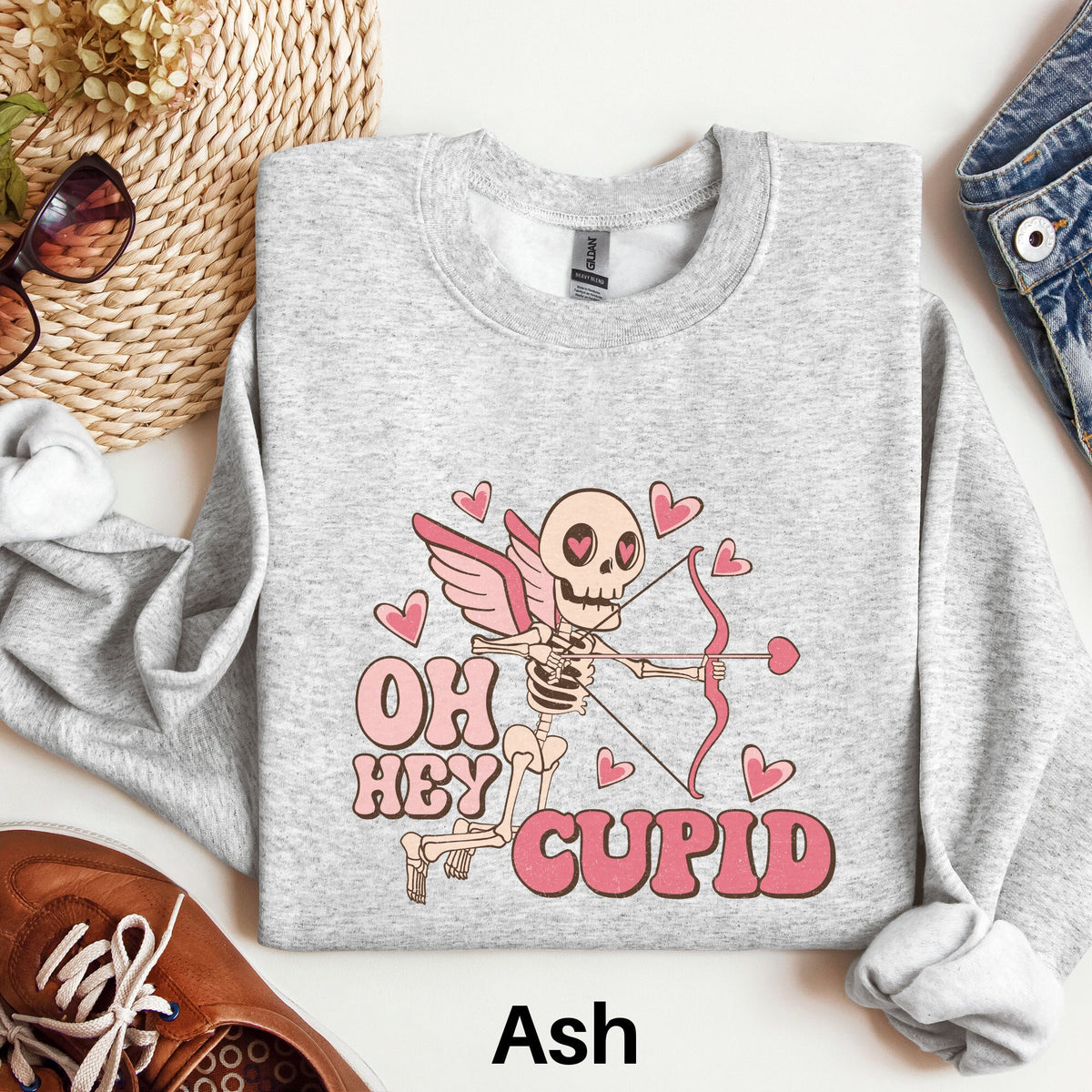 Skeleton Cupid Valentine Sweatshirt Cupid Valentine Sweater Funny Valentines Day Sweater Skeleton Heart Tee Retro Valentine39s Day Shirt Sweatshirt – Aesthetic Look · High-Quality Print