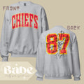 Adult Chiefs front Karma is the Guy on the Chiefs 87 back Gildan Unisex Sweatshirt Game Day Outfit Trendy Kelce Swift Sweatshirt – Premium Graphic · Must-Have Style