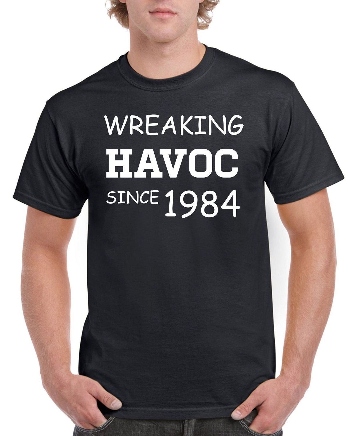 40th Birthday Gifts For Dad TShirt Top Shirt Gift Present Forty 40 Years Old Wreaking Havoc Since Year 1984 Funny Tee 40th Birthday Gifts Graphic Tee – Aesthetic Look · Perfect For Daily Wear