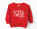 Hello Twelve Sweatshirt 12nd Birthday Sweatshirt Hello 12 Sweater Est 2013 Sweatershirt Twelve Birthday Gift Birthday Pullover Sweatshirt – Fan Favorite · High-Quality Print