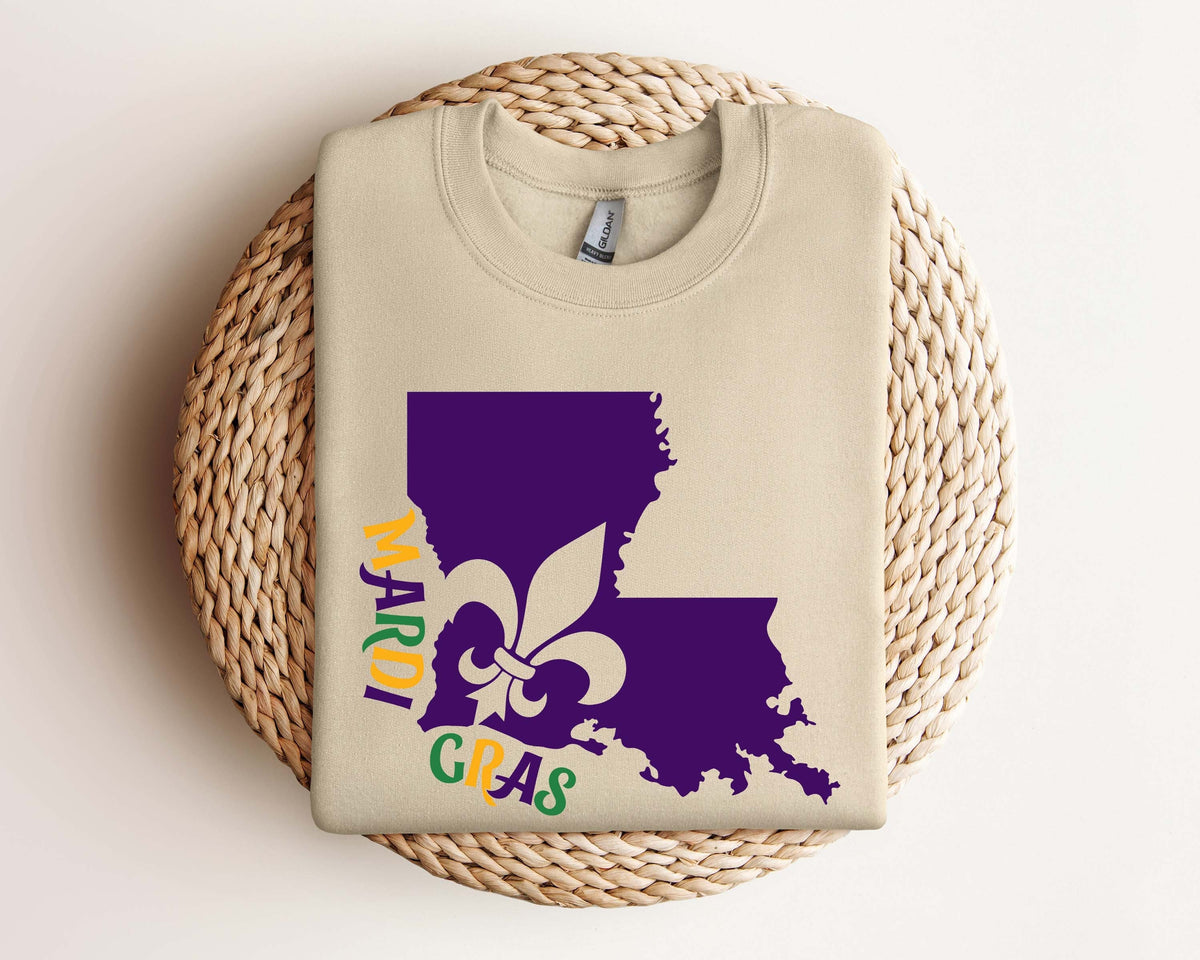 Louisiana Sweatshirt Mardi Gras Sweatshirt Louisiana Mardi Gras Hoodie Louisiana American Map Festival SweatshirtMardi Gras OutfitGift Hoodie – Easygoing Wear · Trending Graphic Apparel