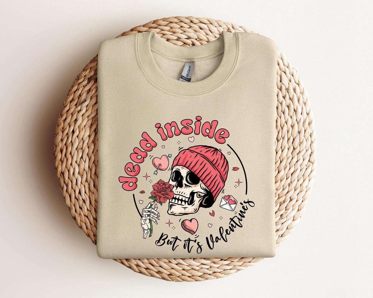 Dead Inside But It39s Valentine39s SweatshirtValentines Day HoodieValentine giftValentine shirtValentine Skeleton Sweatshirt Hoodie – Fan Favorite · Trending Graphic Apparel