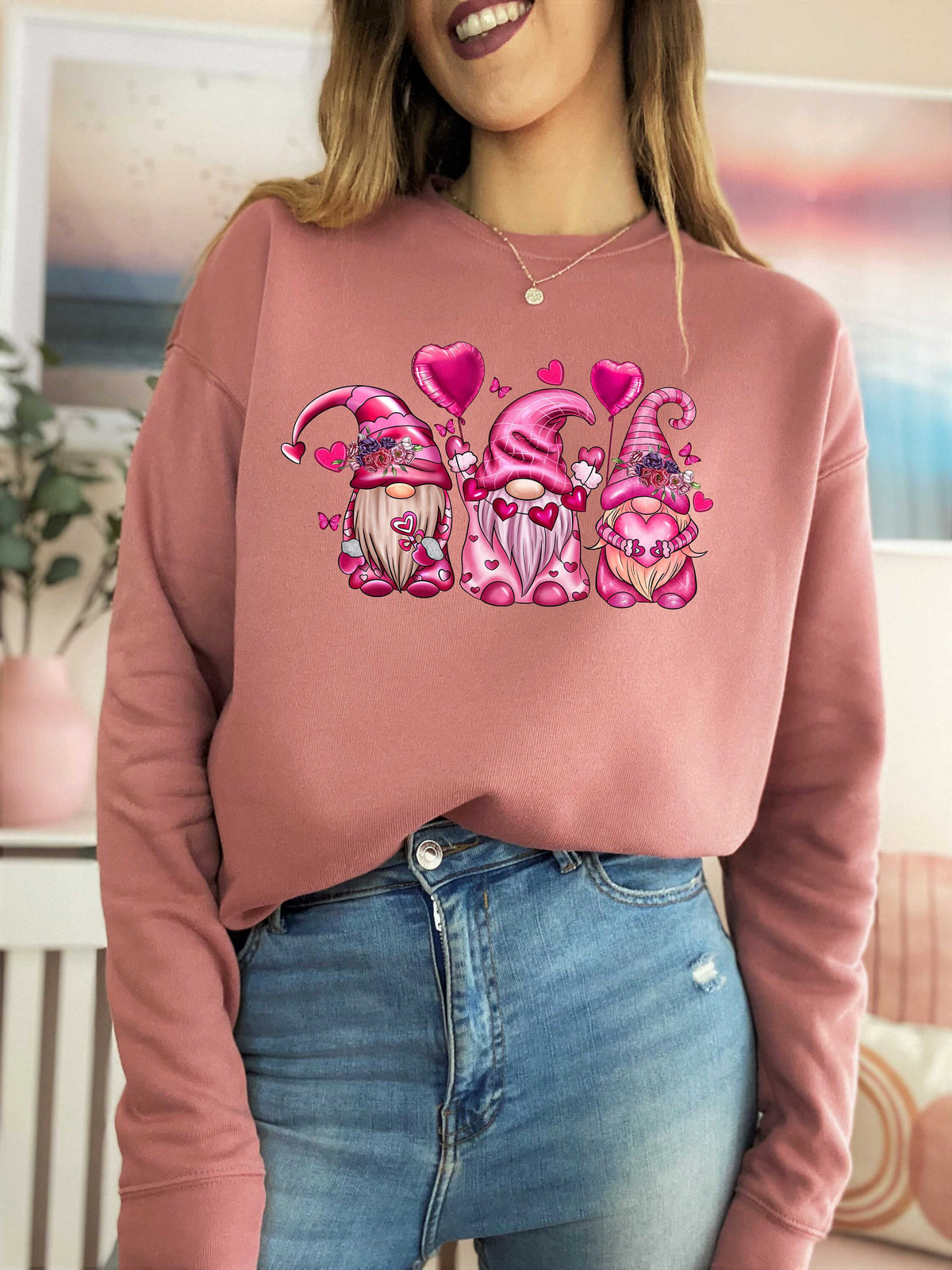 Gnomes Valentines Day Sweatshirt Gnome Hearts Sweatshirt Valentines Day Shirts for Women Valentines Day Gift Cute Gnome Sweatshirt Sweatshirt – Cozy Vibes · Trending Graphic Apparel