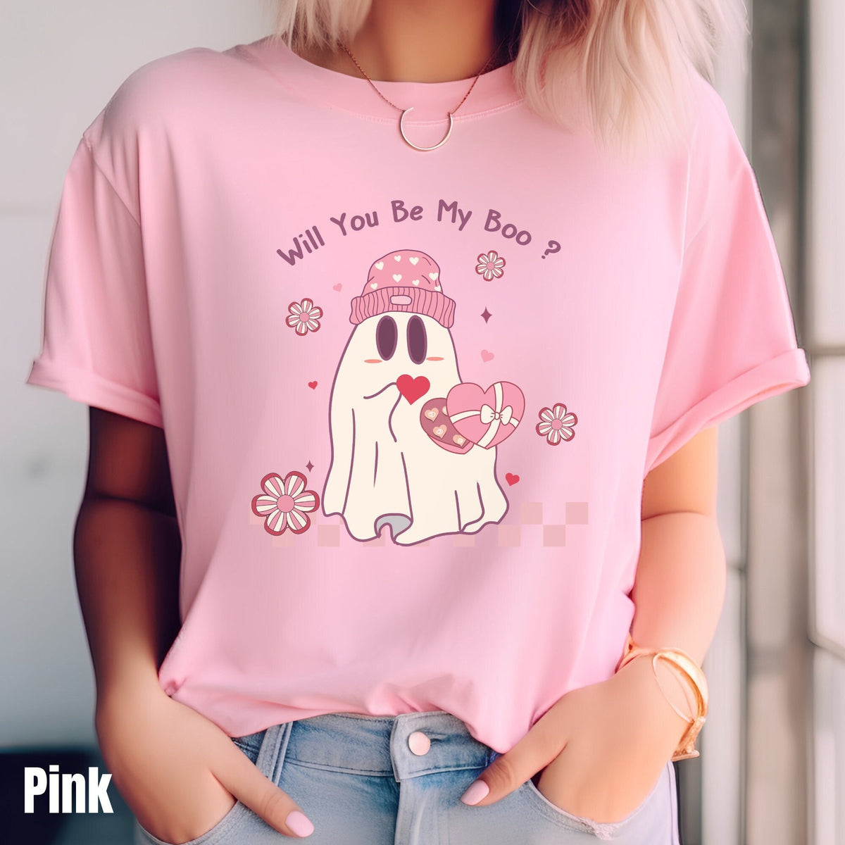 Will You Be My Boo Tshirt Ghost Valentines Shirt Cute Valentine Tshirt Valentine39s Day Ghost Spooky Ghosts With Hearts Valentine Gift Graphic Tee – Fan Favorite · High-Quality Print