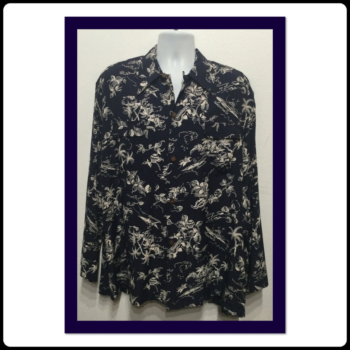 Vintage 1940s rayon long sleeve Hawaiian shirt Size XX Large Graphic Tee – Premium Graphic · Trending Graphic Apparel