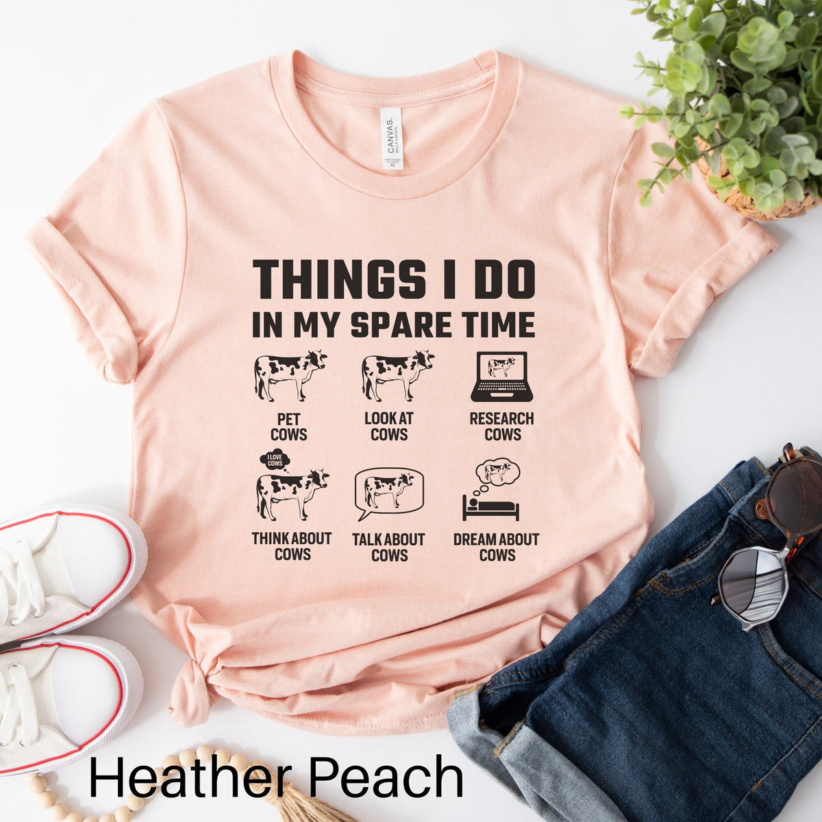 Cow Shirt Things I Do In My Spare Time Shirt Cow Lover Gift Farm Animal Shirt Funny Cow Shirt Cow Lover Shirt Farm Life Shirt Graphic Tee – Soft Feel · Great Gift For Fans