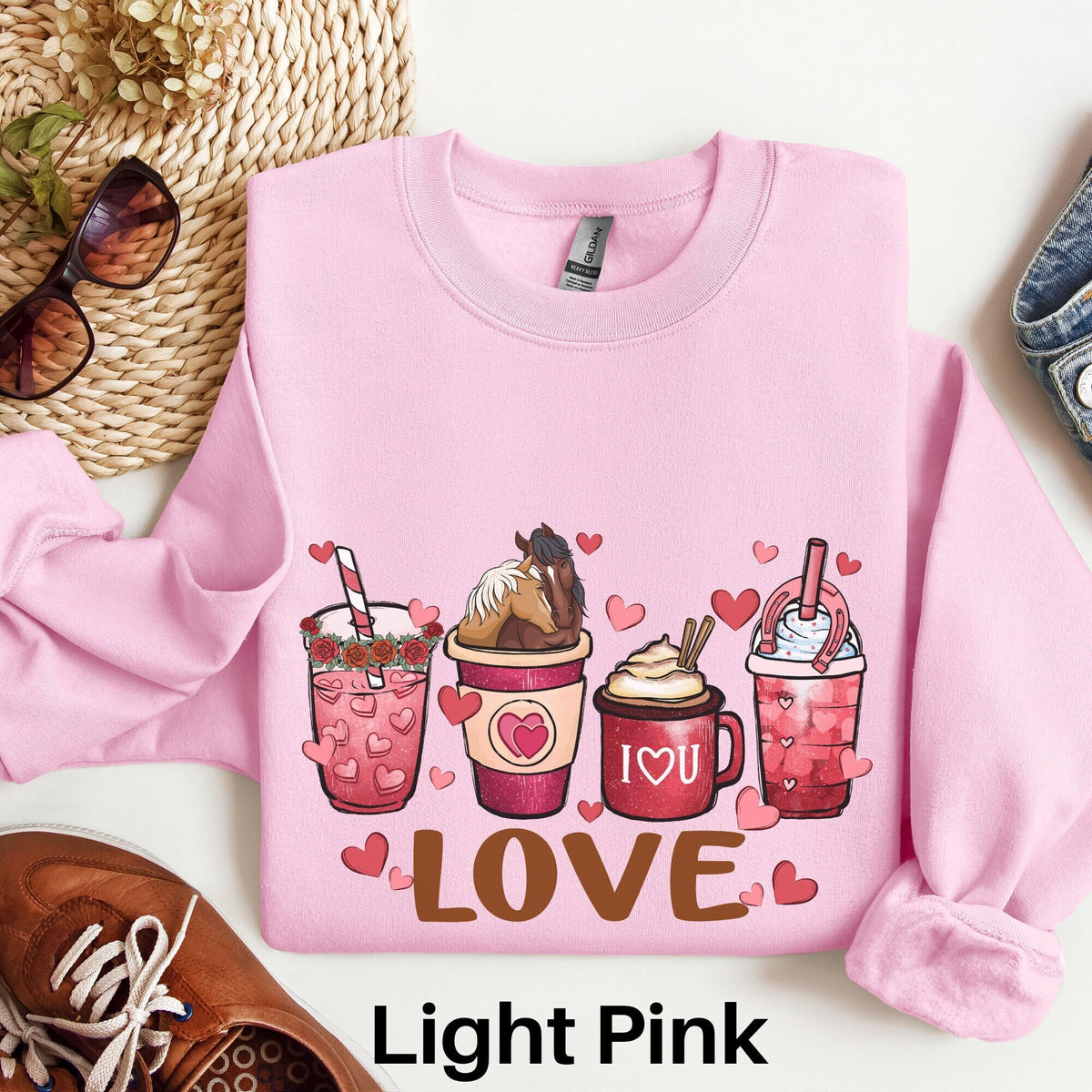 Horse Valentine Sweatshirt Coffee Valentine Sweater Horse Lover Shirt Western Valentine Tee Country Heart Tee Cowgirl Valentine39s Day Sweatshirt – Cozy Vibes · High-Quality Print