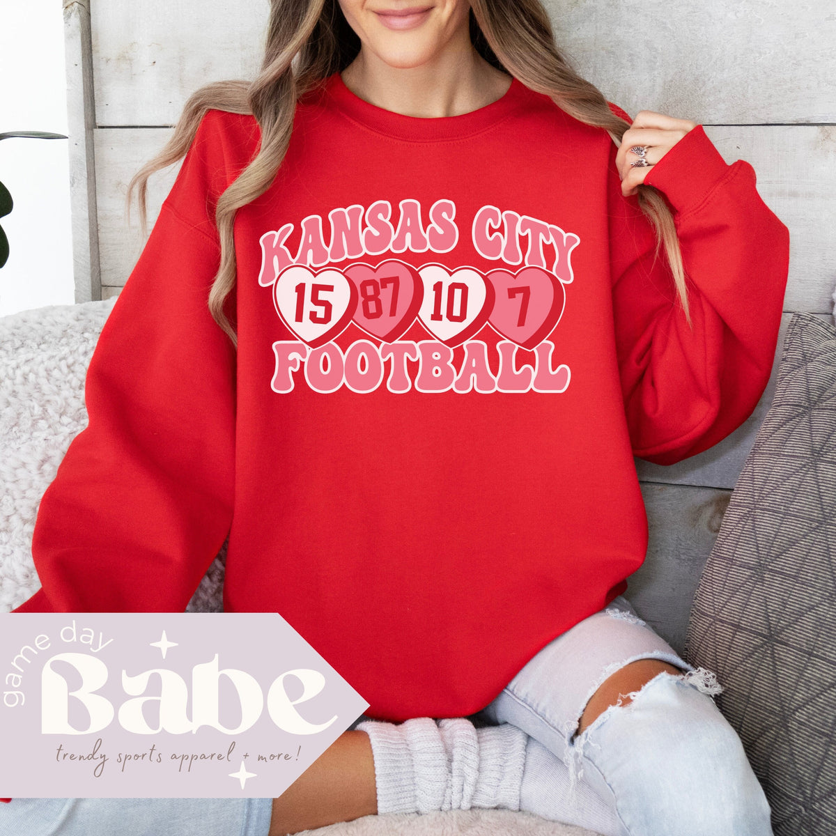 Adult Valentine39s Day Chiefs Gildan Unisex Sweatshirt Kansas City Football Game Day Outfit Galentines Kelce AFC Champs Mahomes Sweatshirt – Warm & Stylish · Great Gift For Fans