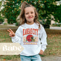 Kids Kansas City Football Gildan Youth crewneck sweatshirt 1960 Vintage Football Game Day Outfit Distressed Chiefs Girls Boys Sweatshirt – Easygoing Wear · Great Gift For Fans