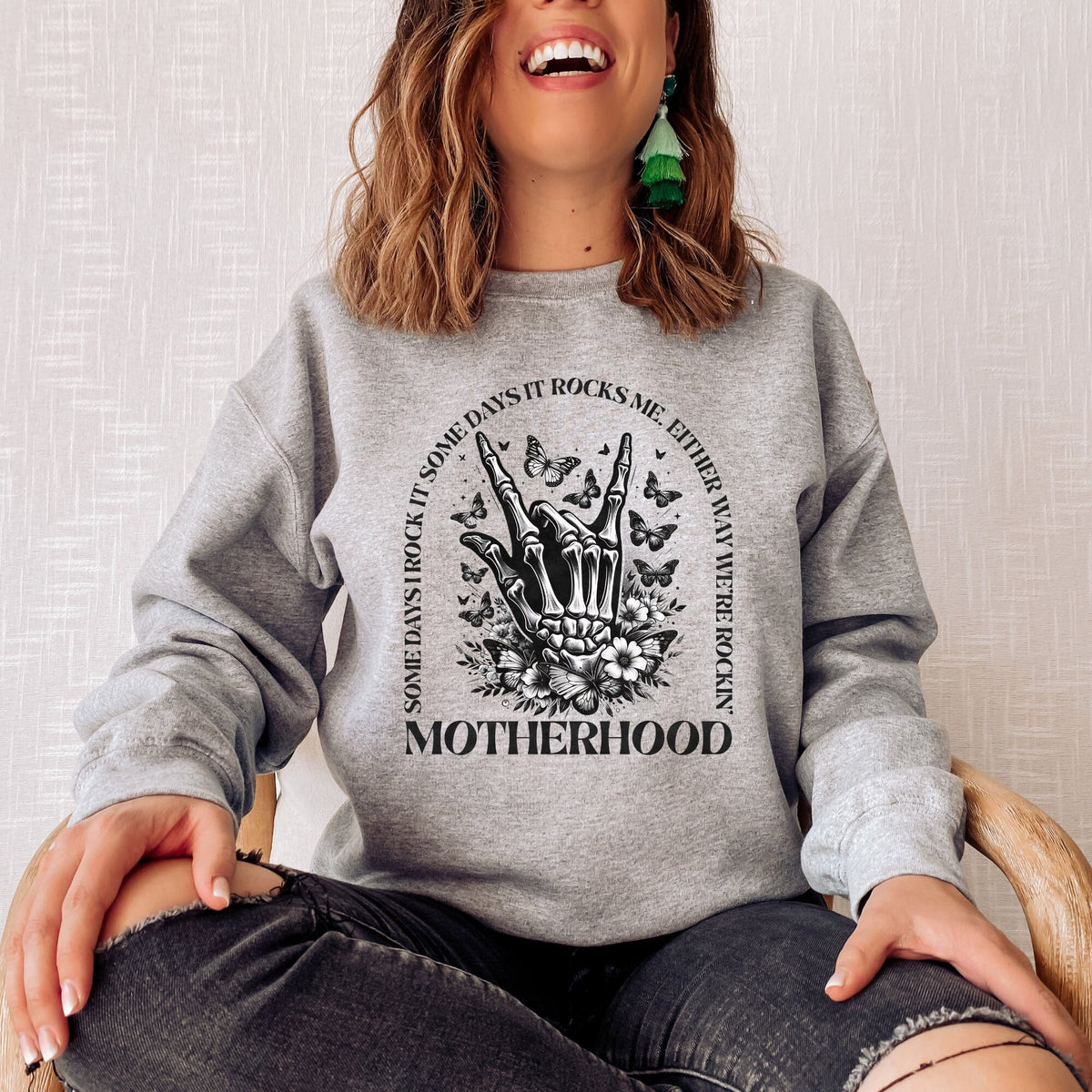 Some Days I Rock It Some Days It Rocks Me Motherhood Sweatshirt Rocking MotherHood Funny Motherhood Skull Mom Life Sweatshirt – Easygoing Wear · Must-Have Style