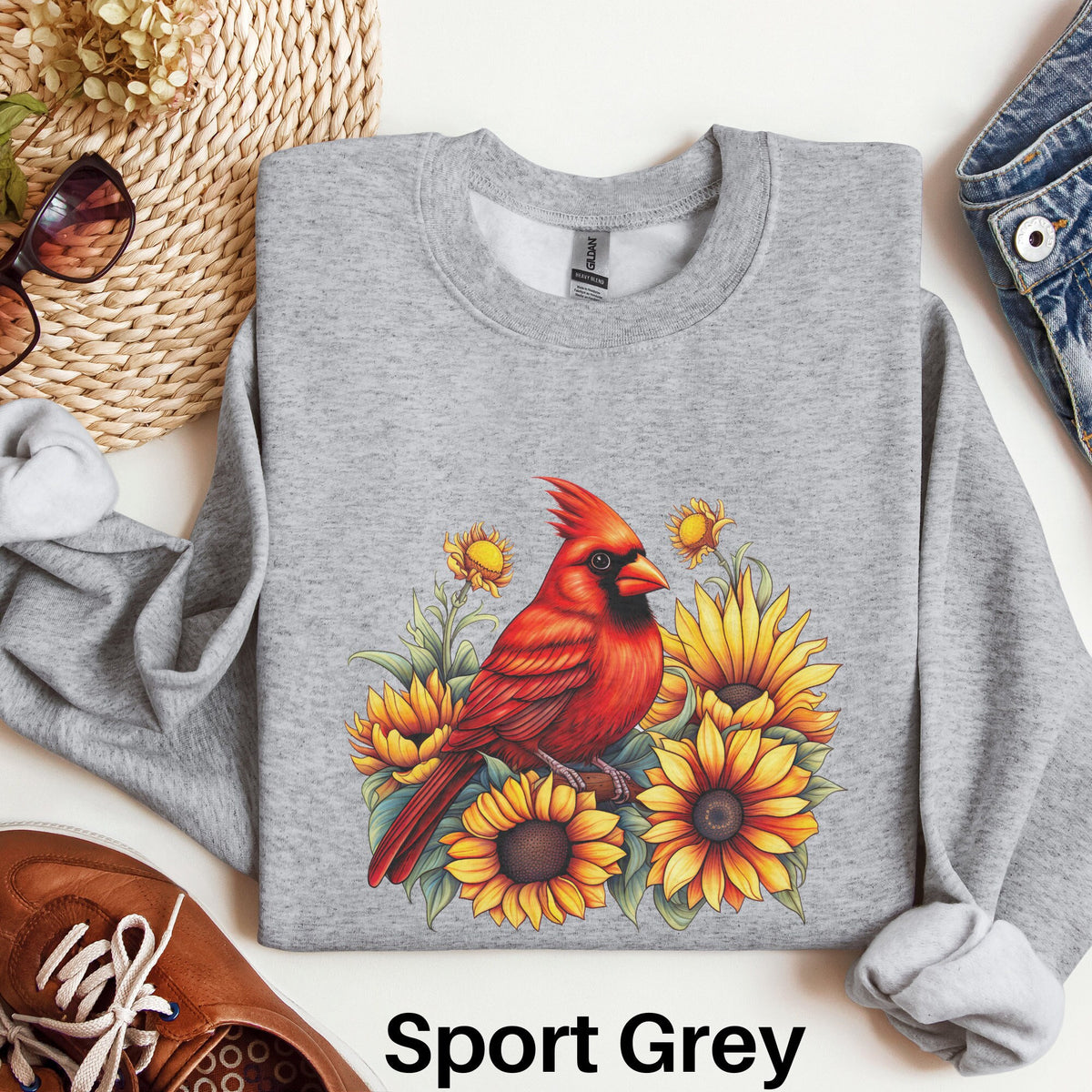 Cardinal Sweatshirt Sunflower Shirt Bird Lover Gift Cardinal Bird Shirt Red Cardinal Bird Bird Sweatshirt Bird Watching Gift Sweatshirt – Feel-Good Design · High-Quality Print