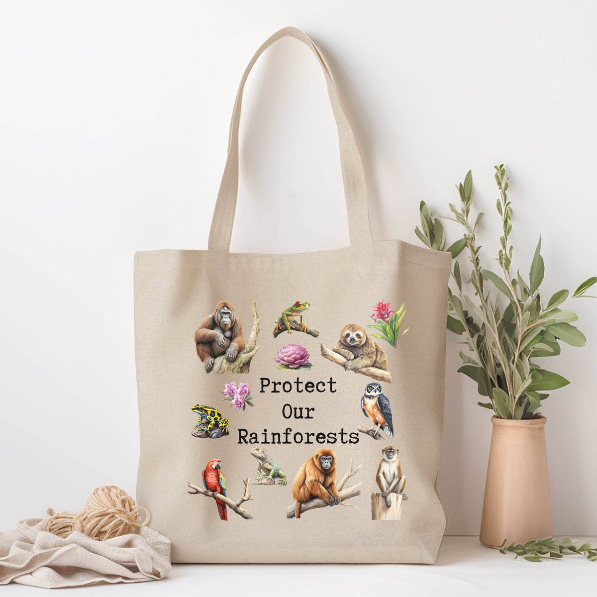 Protect Our Rainforests Canvas Shopping Tote Animal Conservation Market Bag Wildlife Library Book Bag Animal Lover Gift Save the Planet Tote Bag – Easygoing Wear · High-Quality Print