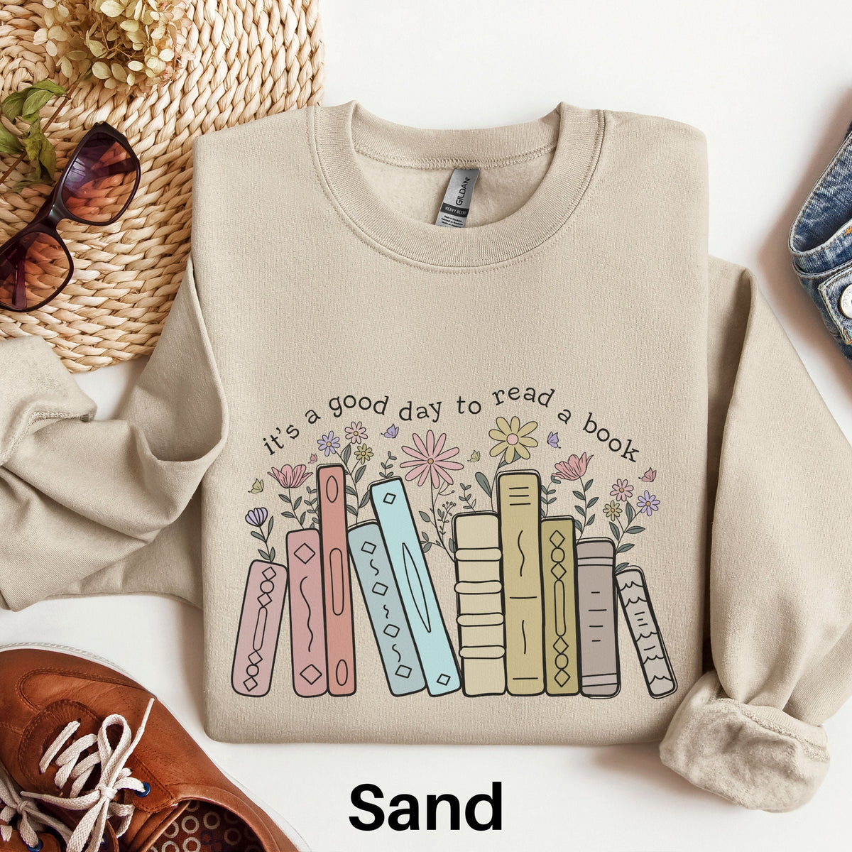 It39s A Good Day To Read A Book Sweatshirt Book Lover Sweater Teacher Gift Bookish Shirt Floral Books Shirt Reading Teacher Sweatshirt Sweatshirt – Bold Style · Perfect For Daily Wear