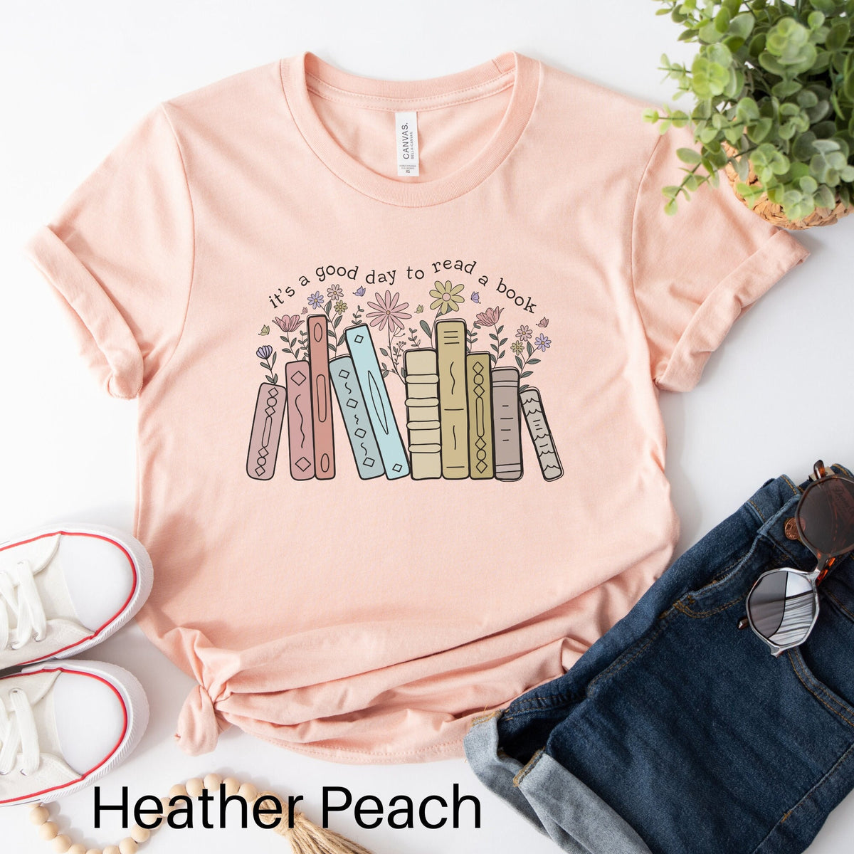 It39s A Good Day To Read A Book Shirt Book Lover Shirt Teacher Gift Bookish Shirt Floral Books Tee Reading Teacher Shirt Librarian Tshirt Graphic Tee – Feel-Good Design · Perfect For Daily Wear