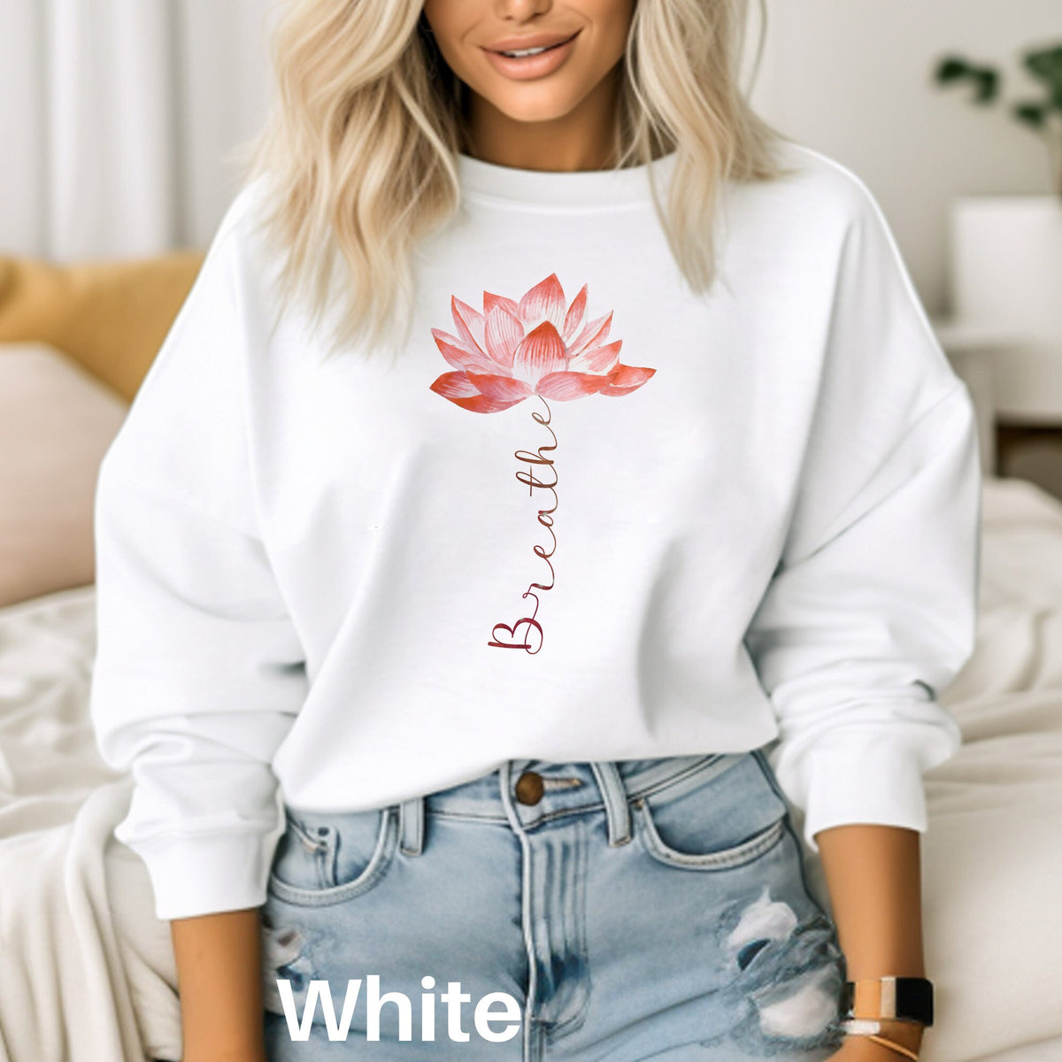Lotus Flower Sweatshirt Breathe Sweater Yoga Sweater Yoga Gift Meditation Shirt Yoga Tshirt Yoga Instructor Gift Spiritual Shirt Sweatshirt – Feel-Good Design · High-Quality Print