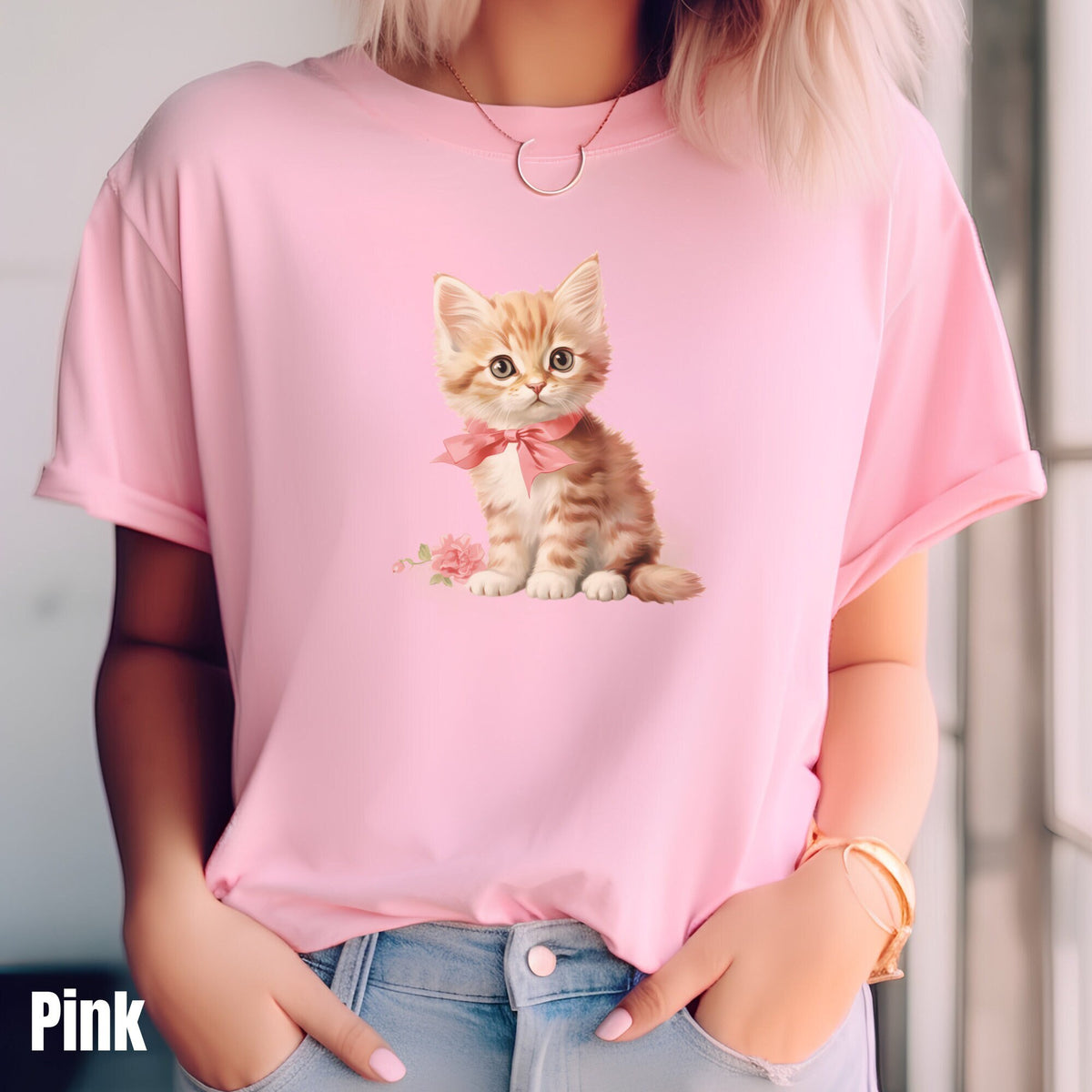 Kitten Shirt Coquette Shirt Pink Bow Shirt Coquette Aesthetic Tee Soft Girl Era Ribbon Shirt Coquette Bow Cat Mom Shirt Retro Kitty Graphic Tee – Feel-Good Design · Great Gift For Fans