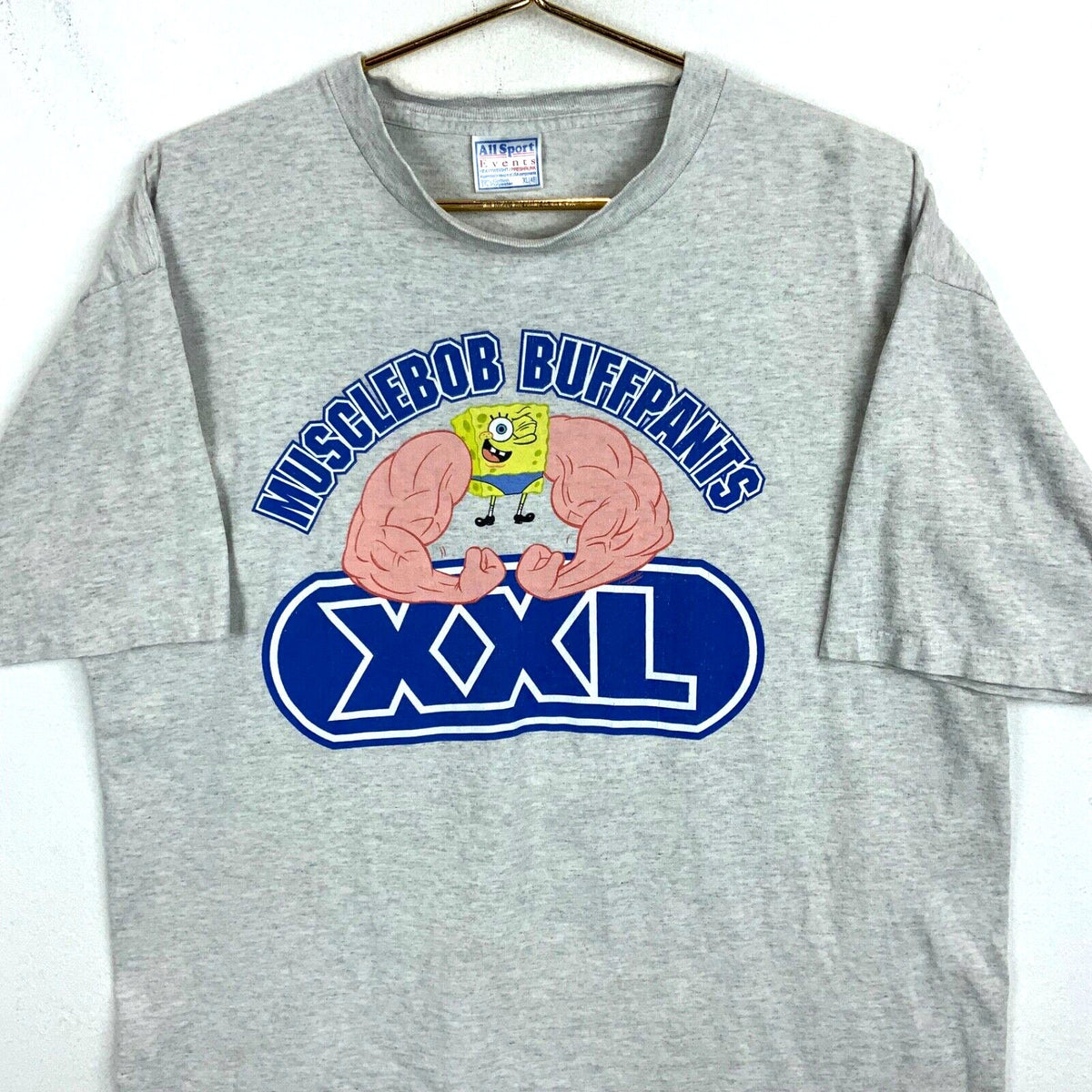 Vintage Musclebob Buffpants All Sport TShirt Size XL Gray Single Stitch Graphic Tee – Feel-Good Design · Perfect For Daily Wear