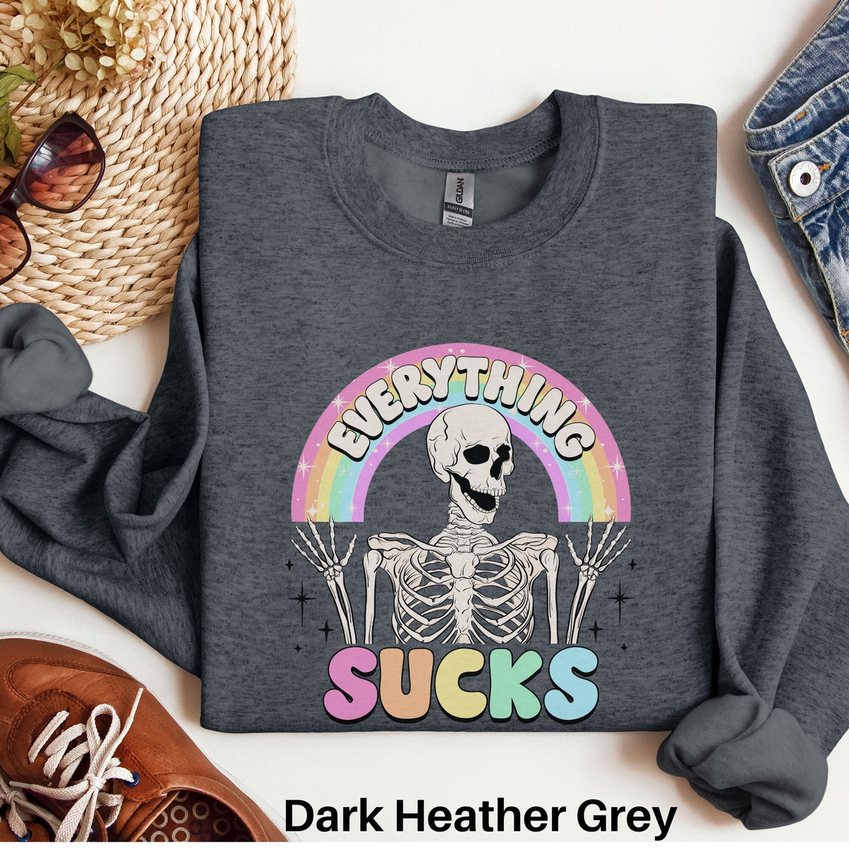 Everything Sucks Sweatshirt Skeleton Sweater Meme Sweatshirt Sarcastic Sweatshirt Mental Health Shirt Adult Humor Sweater Funny Shirt Sweatshirt – Premium Graphic · Must-Have Style