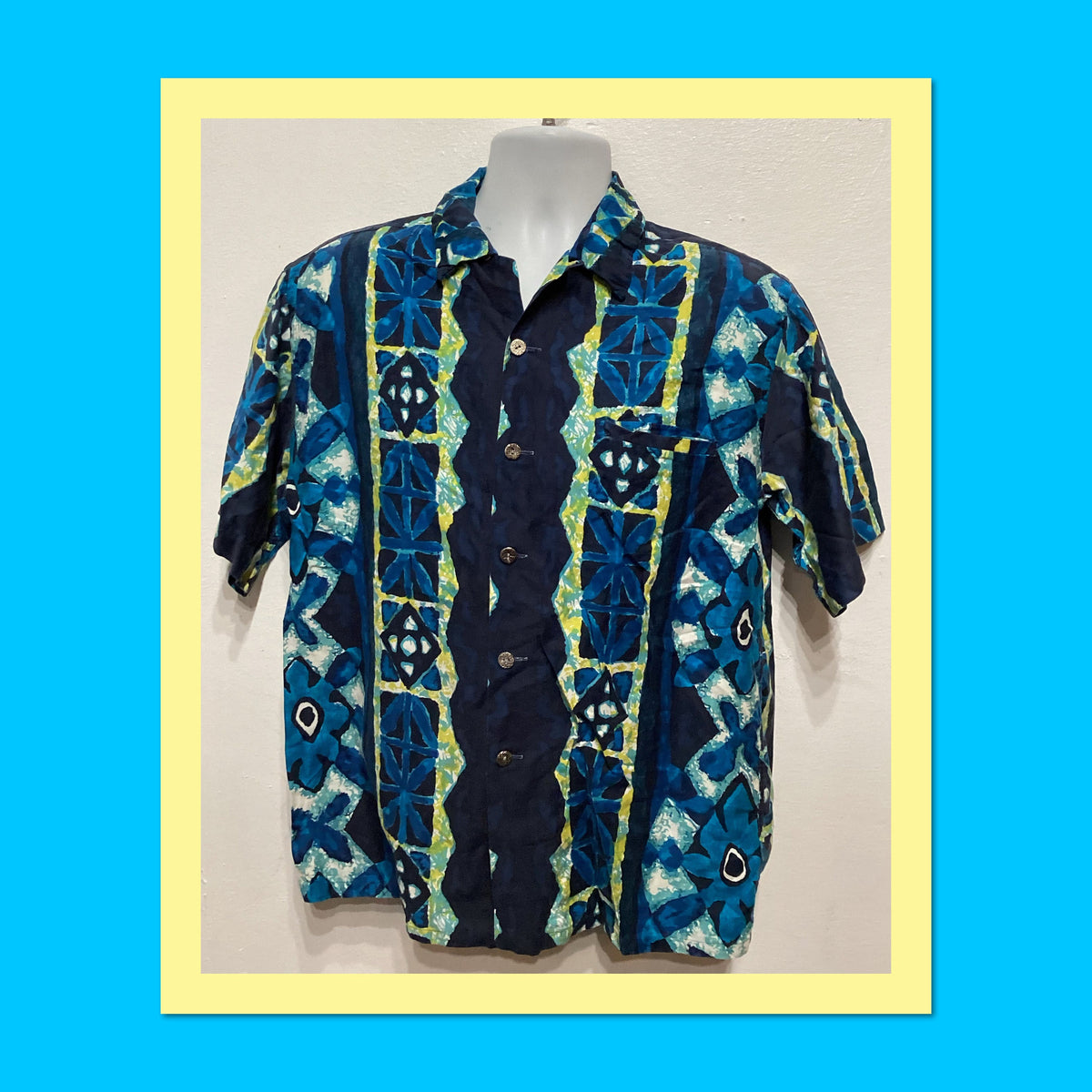 HS001 Vintage 195039s6039s cotton tiki Hawaiian shirt by Molokai Size large 16 16 12 Graphic Tee – Soft Feel · Trending Graphic Apparel