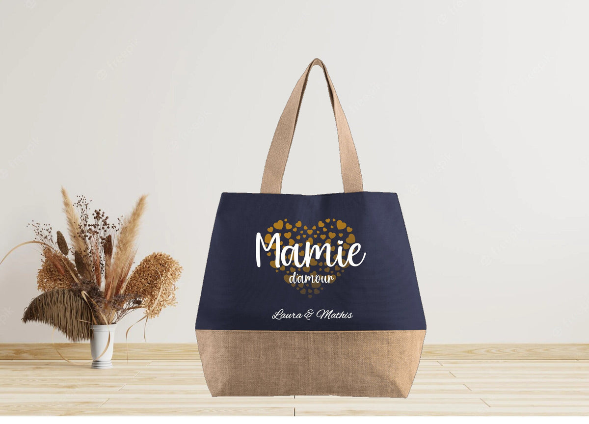 Grand Sac en jute personnaliser Mamie anniversaire mamie Cadeau mamie fte des grands mres Graphic Tee – Bold Style · Perfect For Daily Wear