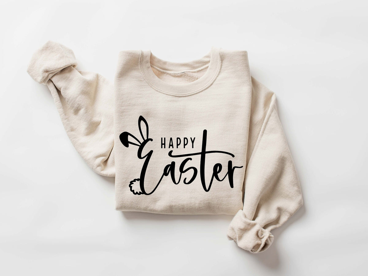Happy Easter Sweatshirt Womens Easter Shirt Rabbit Sweatshirt Bunny Sweatshirt Funny Easter Sweater Easter Gift Cute Easter Shirt Sweatshirt – Fan Favorite · Must-Have Style