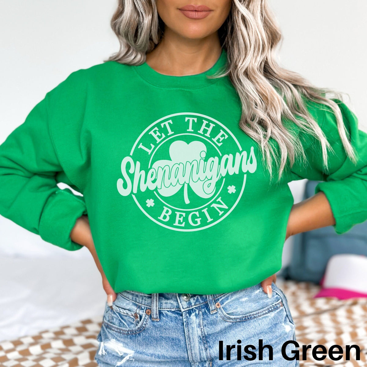 Let The Shenanigans Begin Sweatshirt Lucky Sweater Shamrock Sweatshirt St Patricks Day Sweatshirt Irish Sweater St Pattys Day Sweater Sweatshirt – Feel-Good Design · Top Pick For Any Outfit