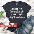 Christian Shirt Christian Gift Funny Religious Shirt Religious Gift I Like My Sourdough Like I Like My Jesus Risen TShirt Graphic Tee – Soft Feel · Perfect For Daily Wear
