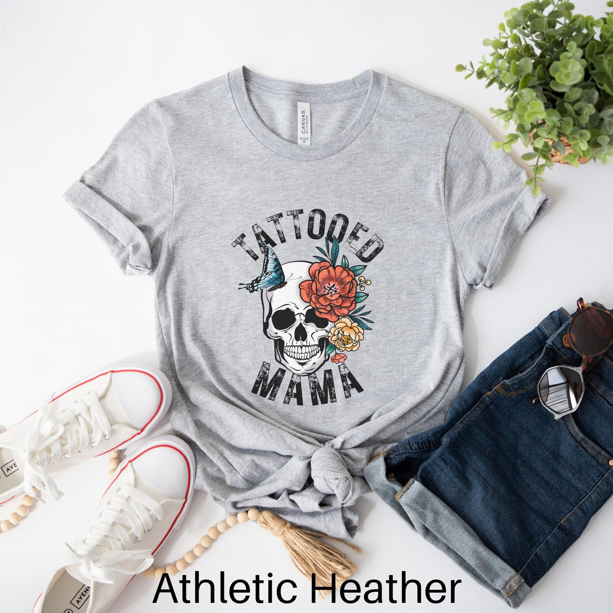Tattoed Mama Shirt Inked Mama Shirt Tattoo Shirt Floral Skull Shirt Cool Mom Shirt Tattoo Lover Gift Tattooed Mom Tattoo Artist Gift Graphic Tee – Soft Feel · Top Pick For Any Outfit