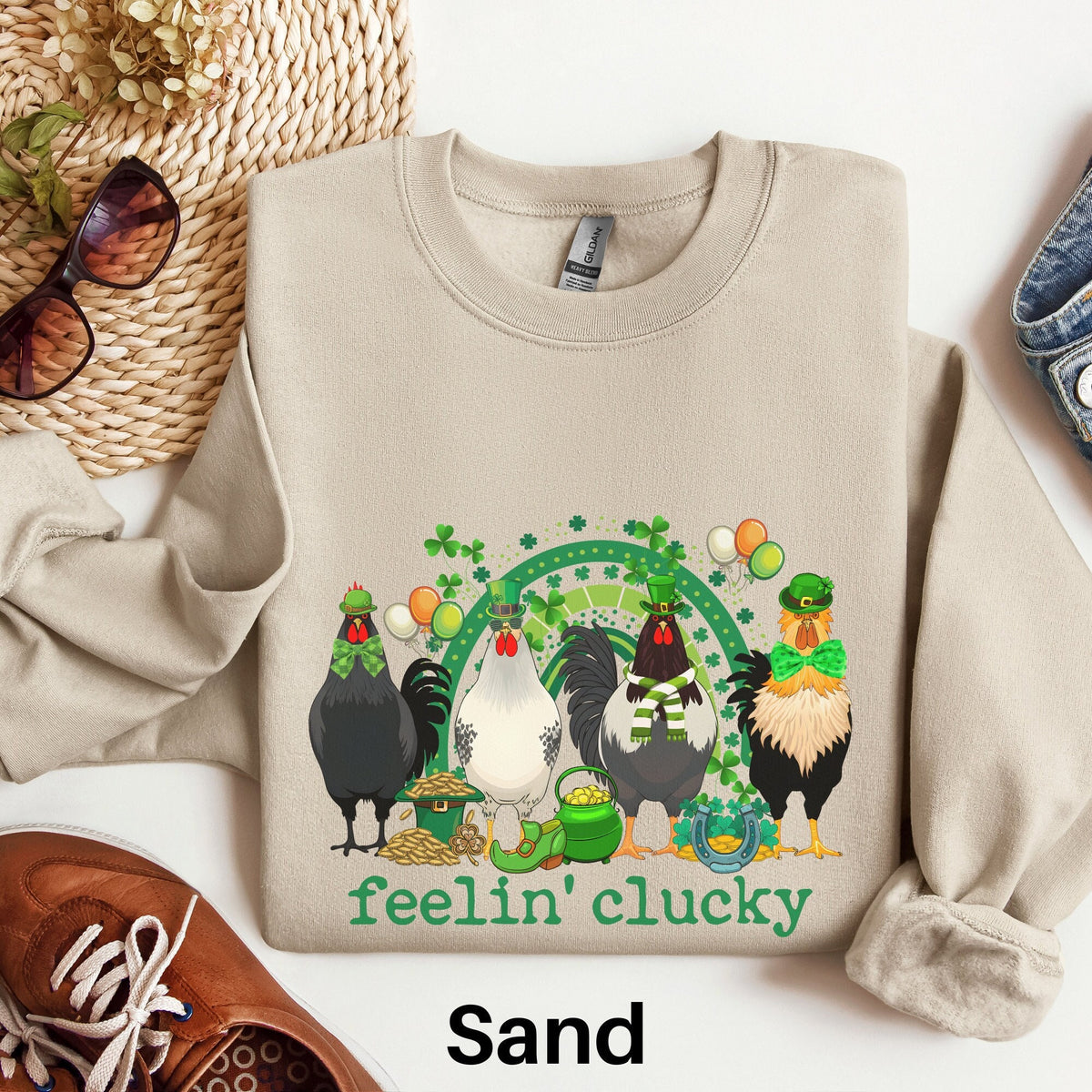 Chicken St Patricks Day Sweatshirt Farm Animals St Pattys Day Sweater Chicken Mama Farm Shirt Funny Chicken Shirt Chicken Lover Sweater Sweatshirt – Feel-Good Design · High-Quality Print