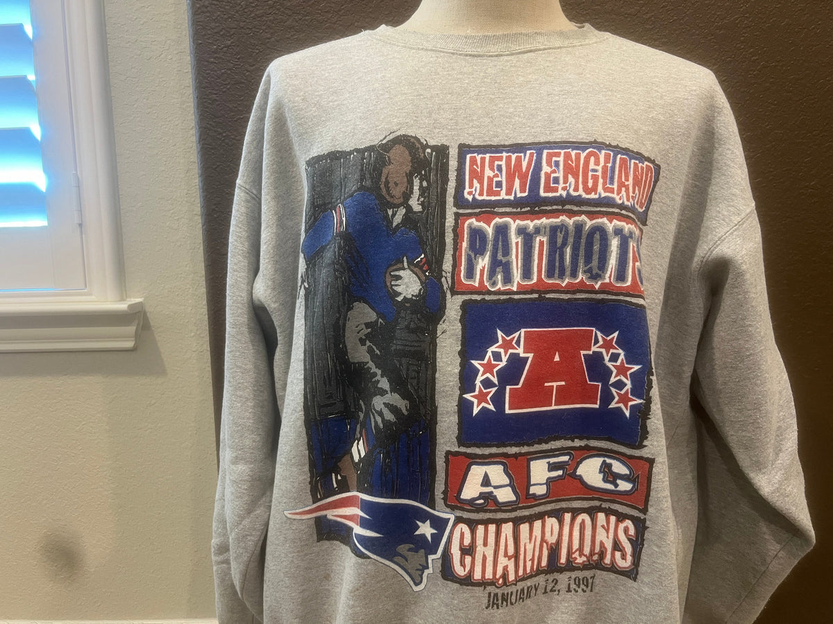 Vintage 9039s 1997 AFC Champs New England Patriots Grey Crewneck Sweatshirt Size XL Sweatshirt – Soft Feel · Trending Graphic Apparel